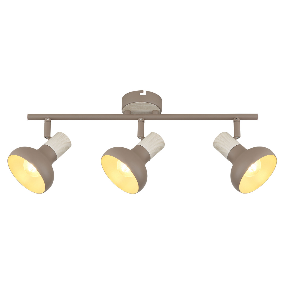 PUERTO lampa sufitowa listwa kaszmirowy+efekt drewna 3x40W E14 klosz brązowy