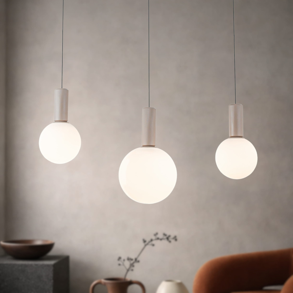 Levně Lampa wisząca Testa beżowa klosze kule nad stół do jadalni 3xG9
