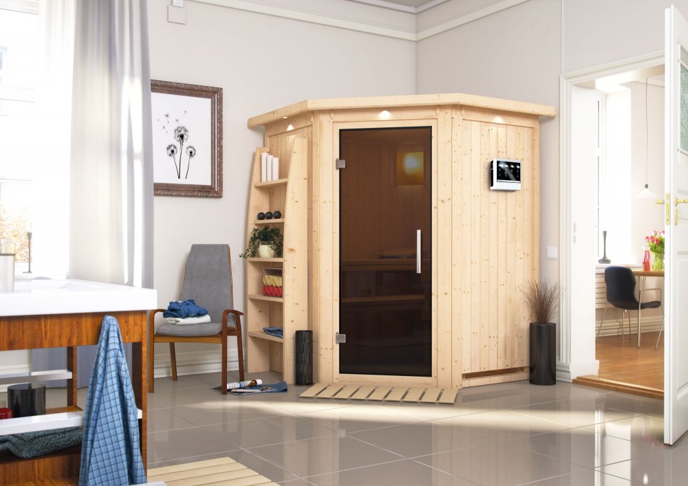 Levně Interiérová finská sauna 151 x 151 cm Dekorhome