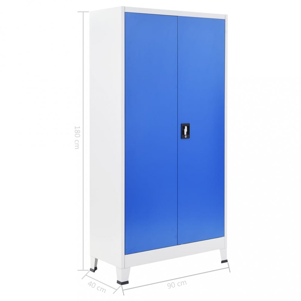 Levně Kancelářská skříň šedá / modrá Dekorhome 90x40x180cm