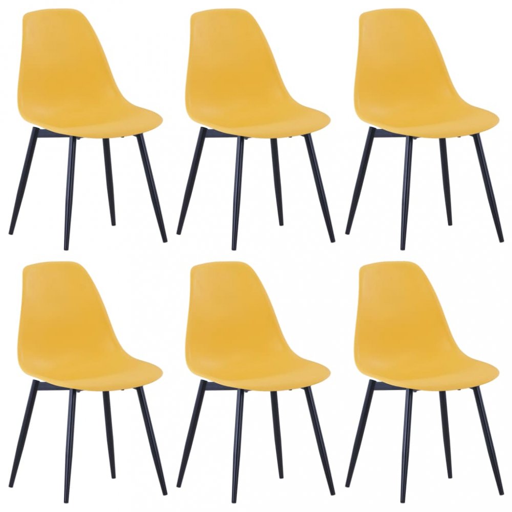 Jedálenská stolička 6 ks plast / kov Dekorhome Žltá