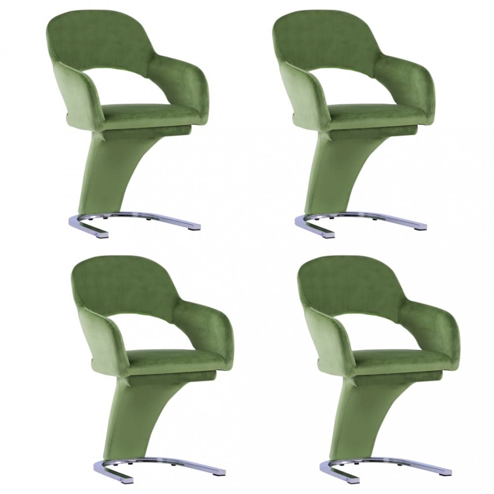 E-shop Jídelní židle 4 ks samet / chrom  Zelená,Jídelní židle 4 ks samet / chrom  Zelená