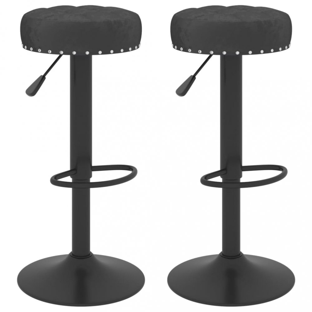 E-shop Barové stoličky 2 ks samet / kov  Černá,Barové stoličky 2 ks samet / kov  Černá