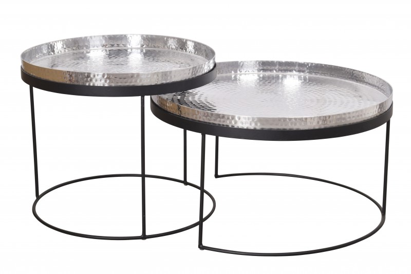 Konferenční stolek 2 ks GAIA Dekorhome Stříbrná,Konferenční stolek 2 ks GAIA Dekorhome Stříbrná