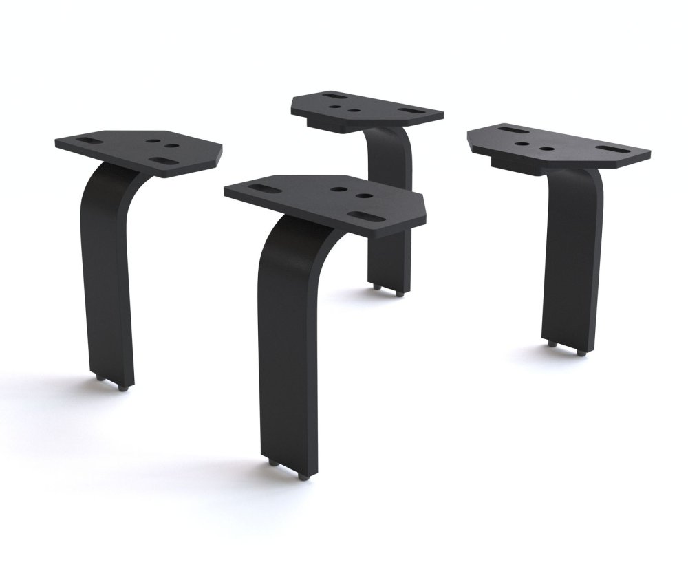 Kovový podstavec v tvare písmena L s čiernou práškovou povrchovou