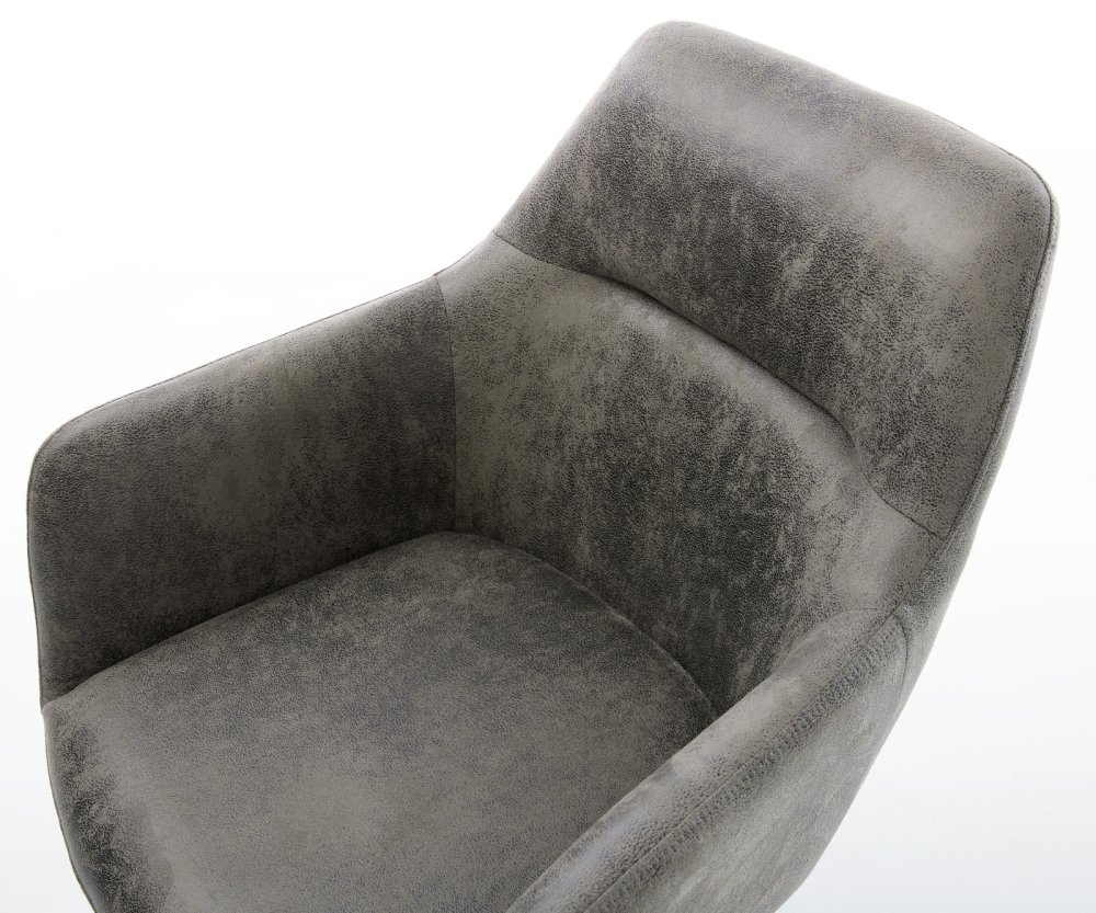 Otočná židle Pejo-Flex šedá vintage mikrovlákno dřevěná podnož Obrázek