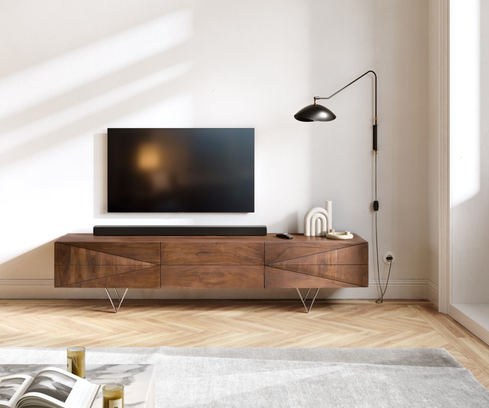 TV stolík Wyatt 175 cm Akácia hnedá 1 výklopné dvierka