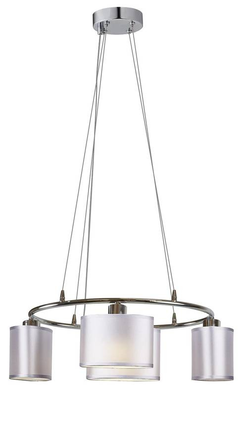 Závesná lampa s chrómovým povrchom 4x40W, látkové tienidlo Ban