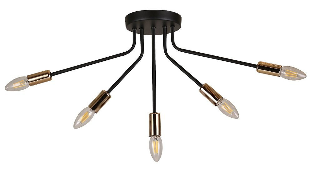 Černo-zlatá stropní lampa 5x40W E14 Tiara