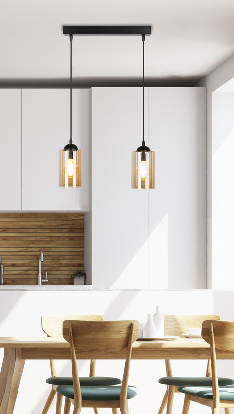 Závěsná lampa černohnědá 2xE27 Bistro