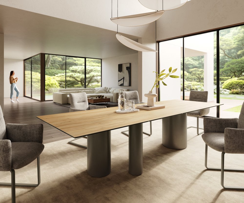 Jedálenský stôl Edge 300x100 keramický Laminam® Sabbia dub farebný