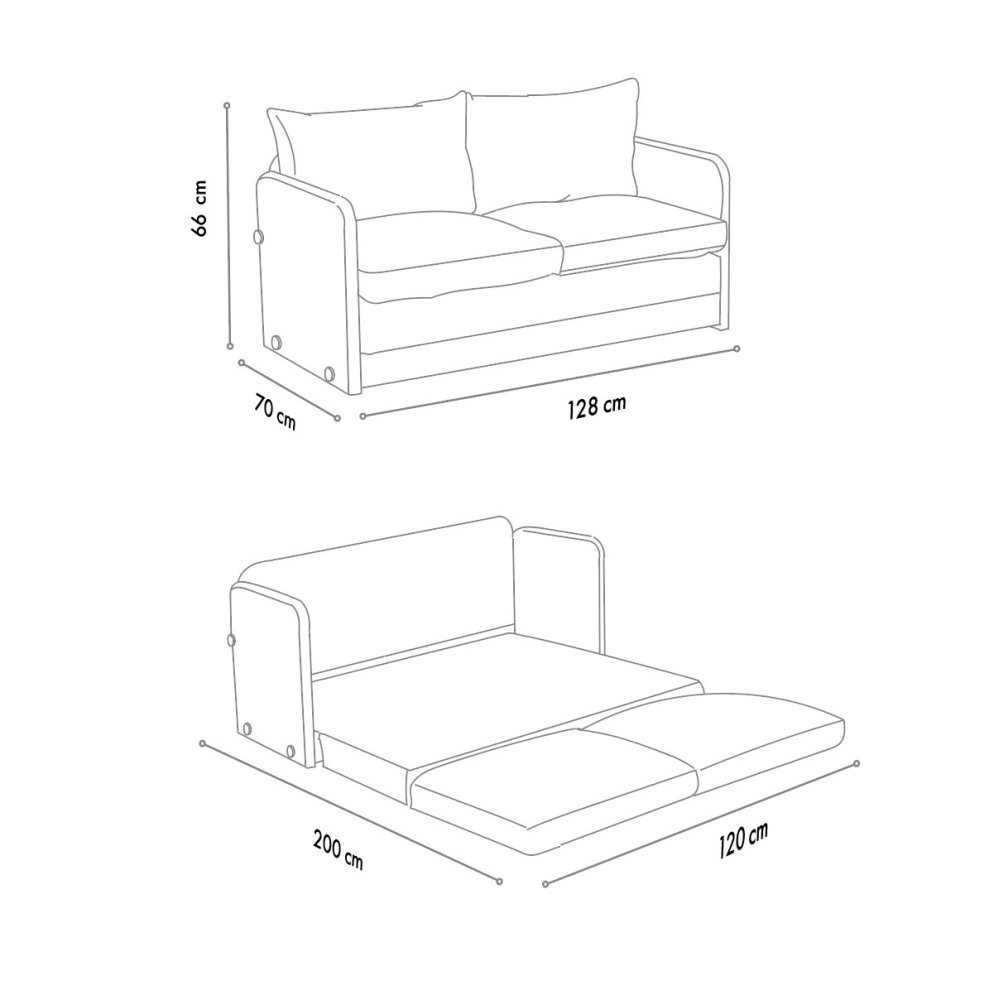 Dvoumístná rozkládací pohovka Saga 2-Seater - Grey (obrázek 3)