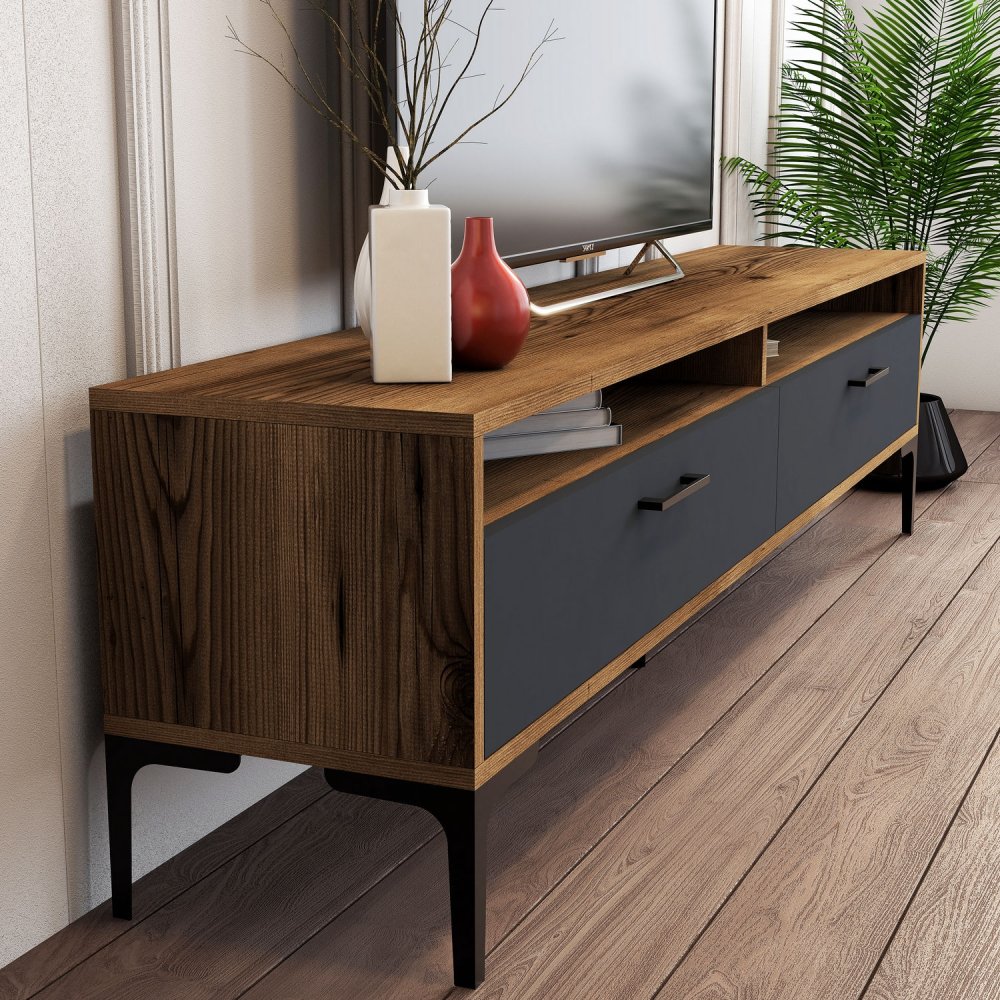 TV stěna / Sestava pod TV Istanbul - Walnut, Anthracite (obrázek 4)