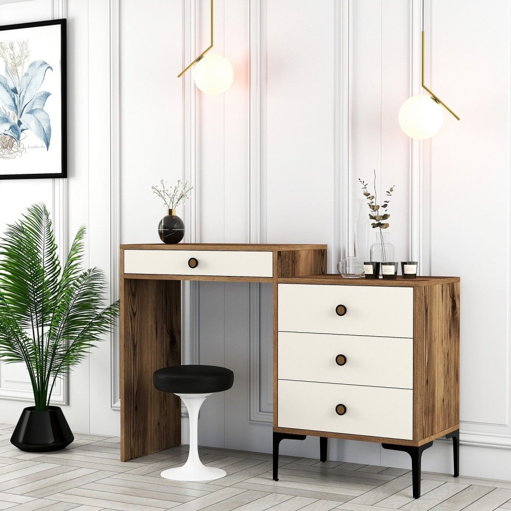 Toaletný stolík Lizbon 554 - Walnut, Cream