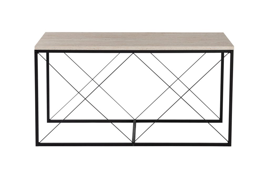 Súprava konferenčných stolíkov Defne - Black, Travertine
