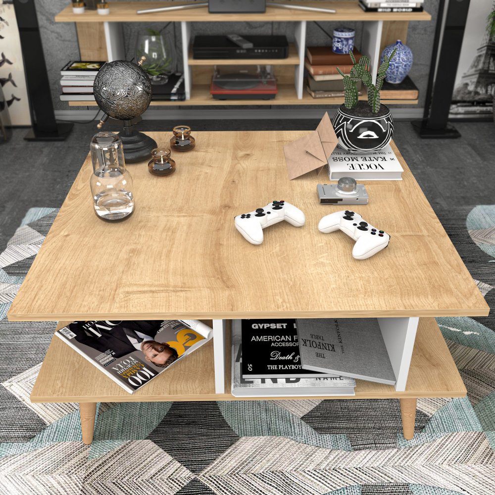 Konferenční stolek Akya - Oak, White (obrázek 7)