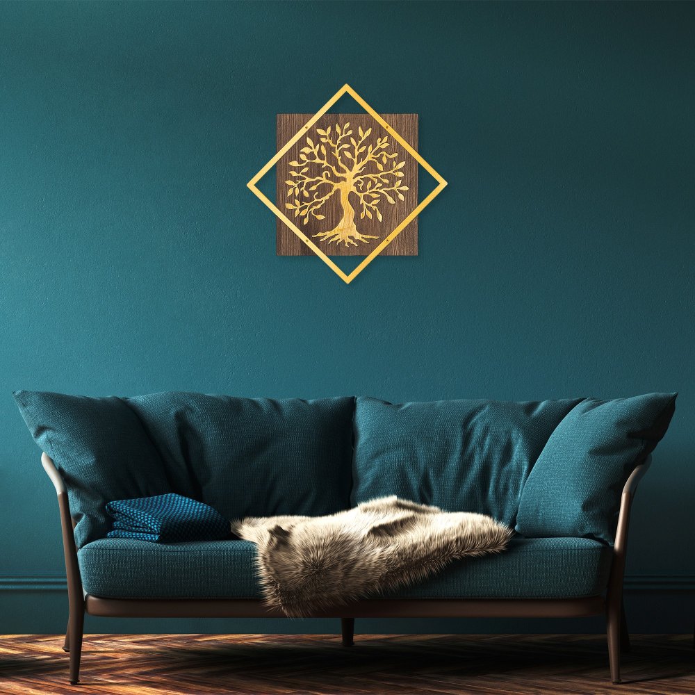 Dekorativní dřevěný doplněk na zeď Tree v2 - Gold (obrázek 6)