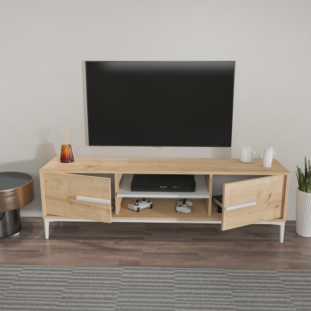 TV stolek Eslem - Oak, White (obrázek 4)