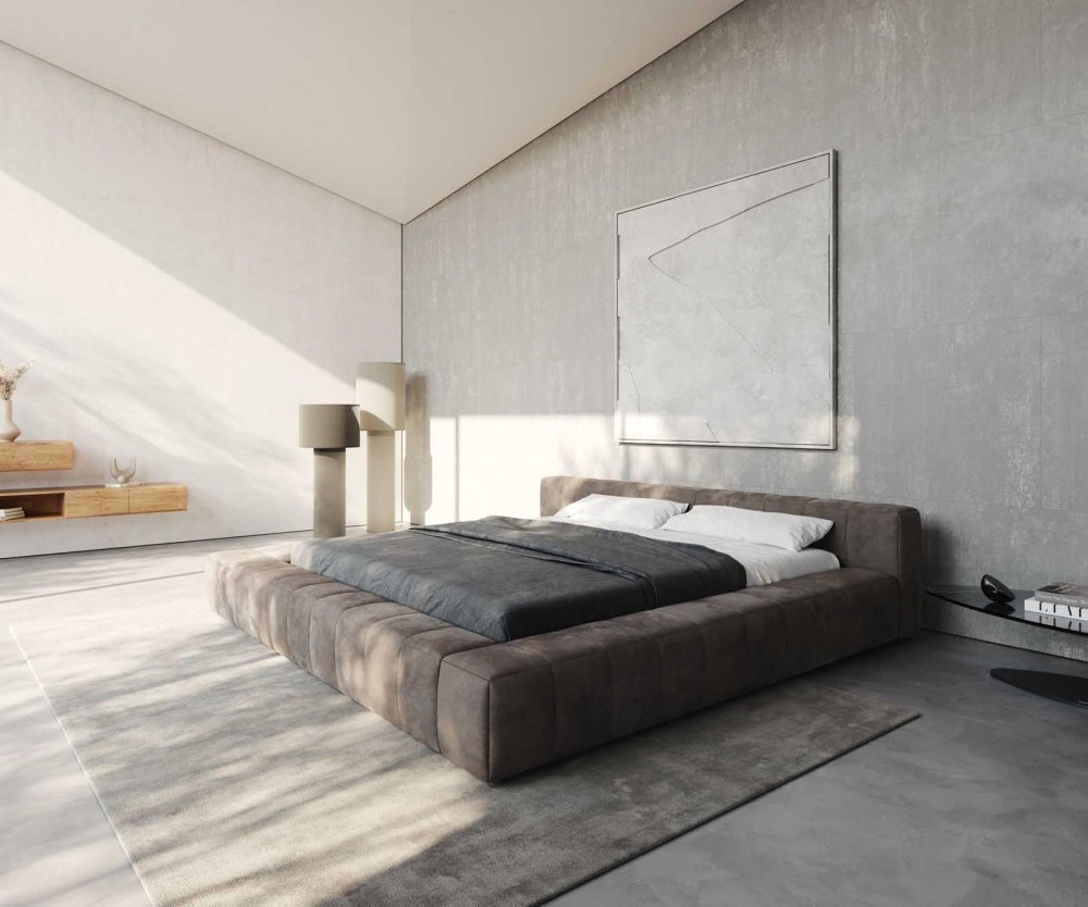 Čalúnená posteľ Espazio 180x200 cm mikrovlákno taupe vintage s úložným