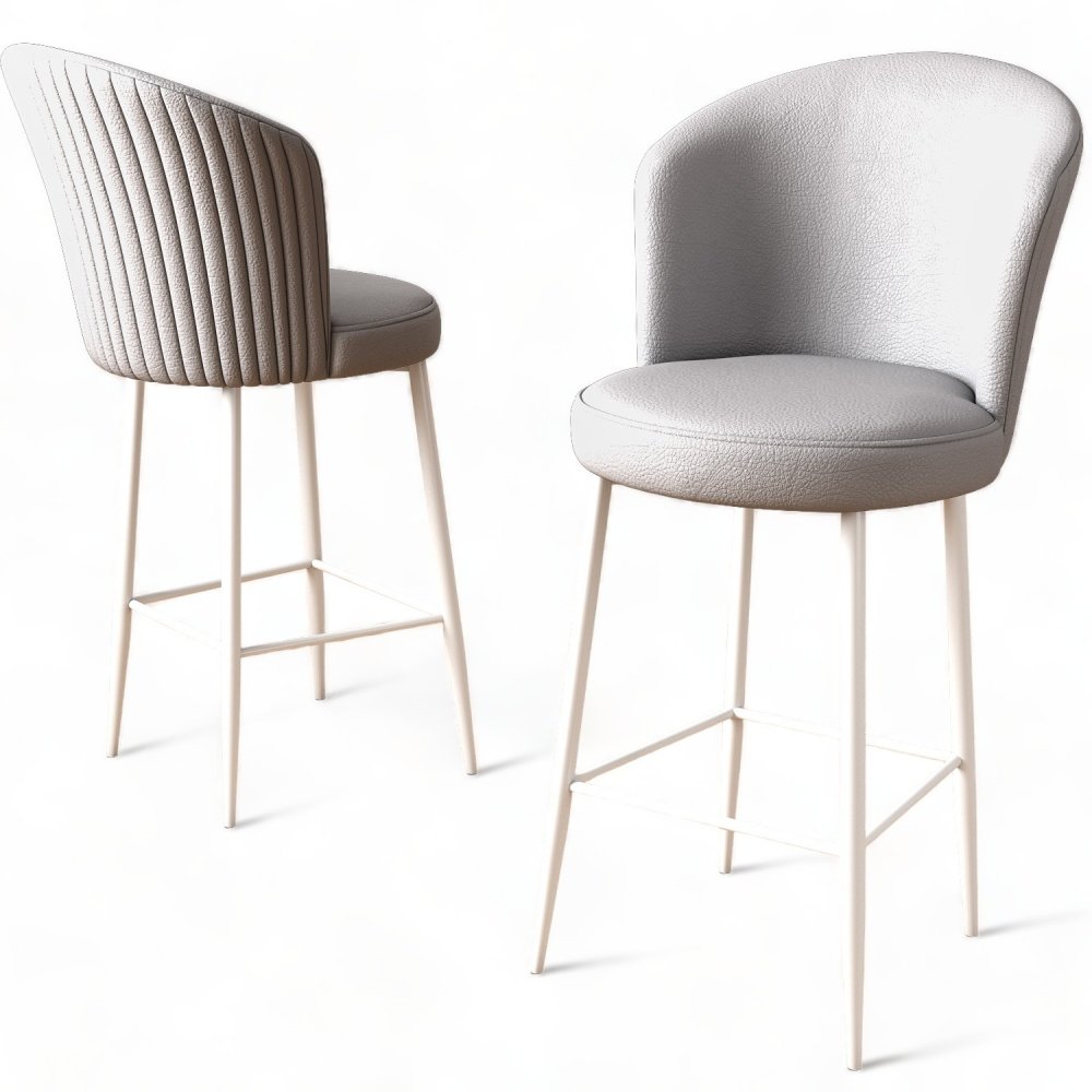 Bar Stool Set (2 Pieces) Uras - Grey, White (obrázek 4)