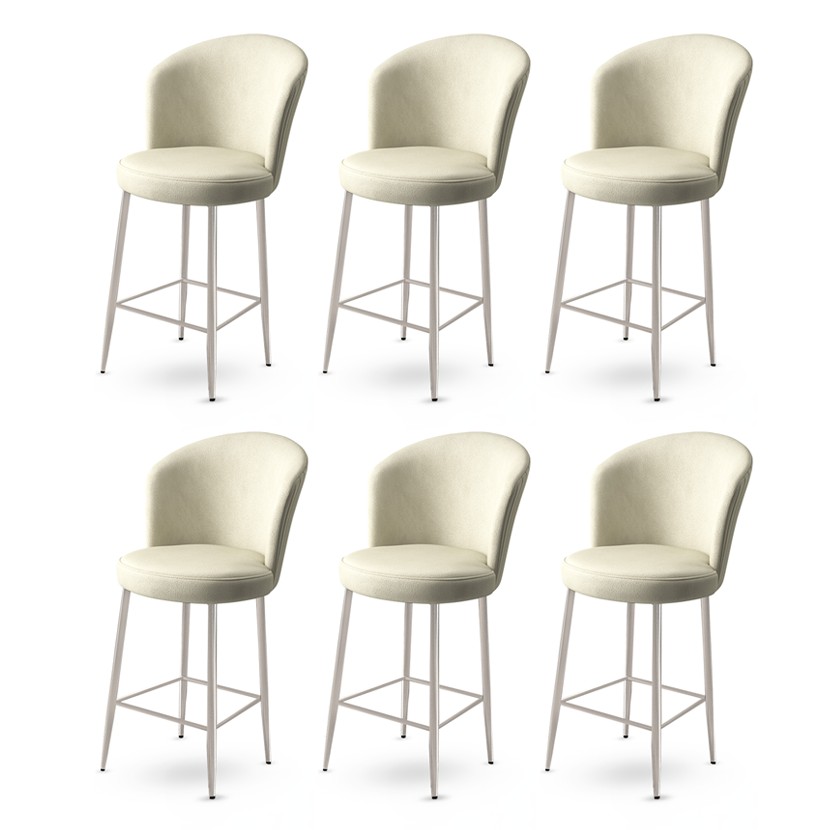 Bar Stool Set (6 Pieces) Alte - Cream, Chrome