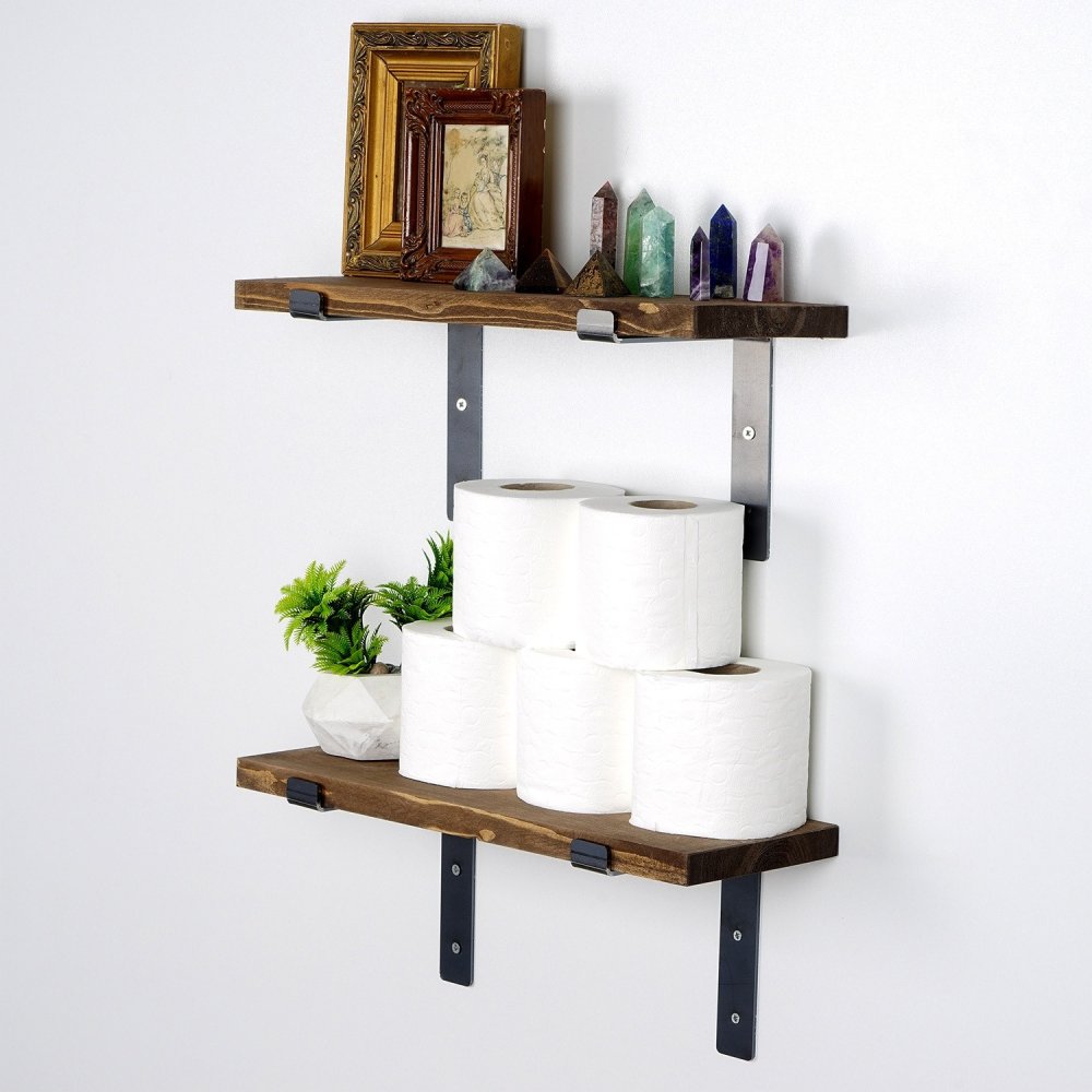 Dekoratívna drevená nástenná polica Lam005