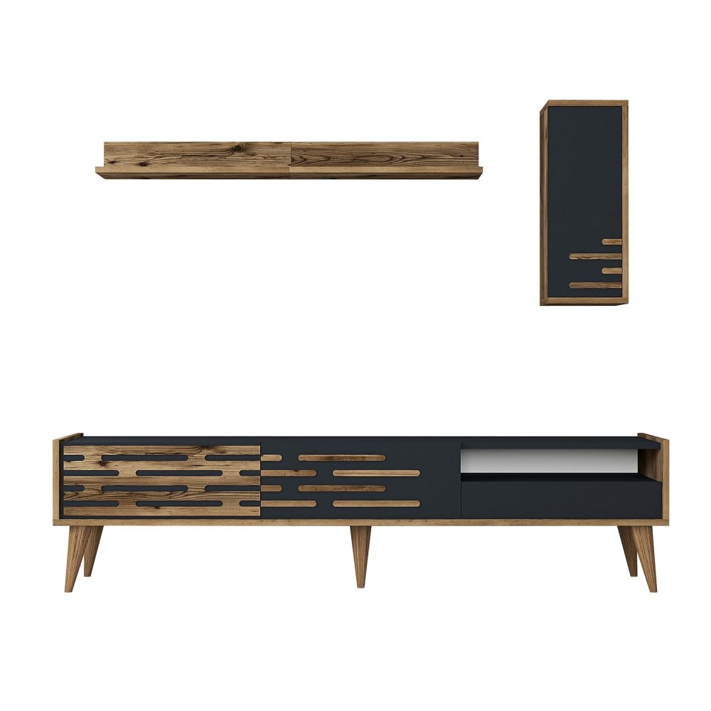 TV stěna / Sestava pod TV Valensiya - Walnut, Anthracite (obrázek 3)