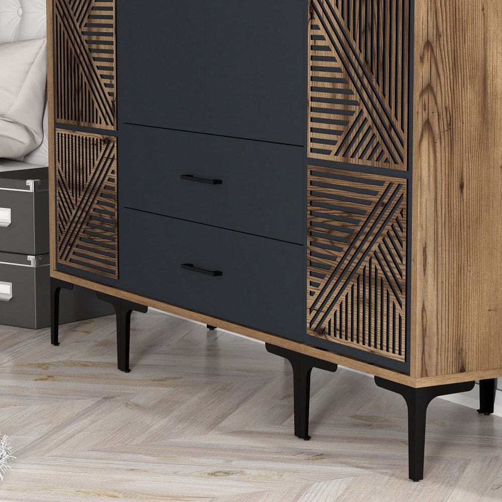 Šatní skříň Kumsal PTP - Walnut, Anthracite (obrázek 4)