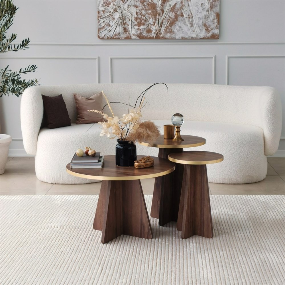 Sada konferenčních stolků Mushroom 2 - Gold, Walnut (obrázek 4)