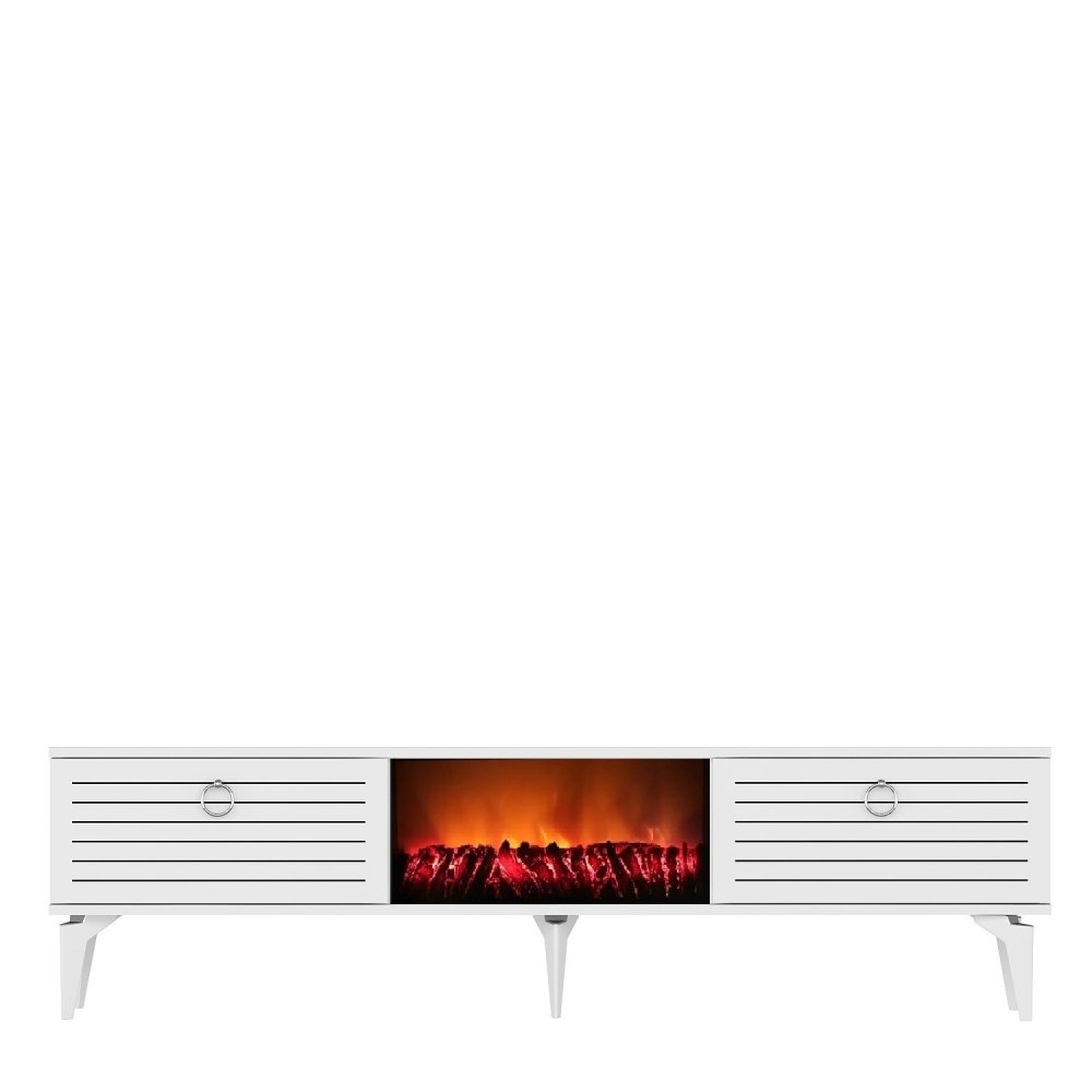 TV stolík Arona Fireplace - White