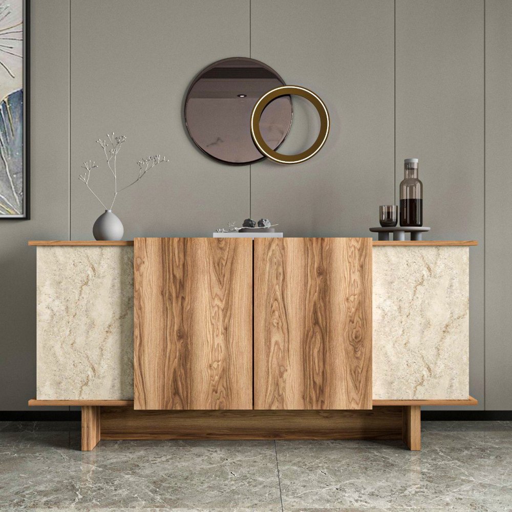 Konzolový stolek Diana - Travertine, Walnut (obrázek 7)