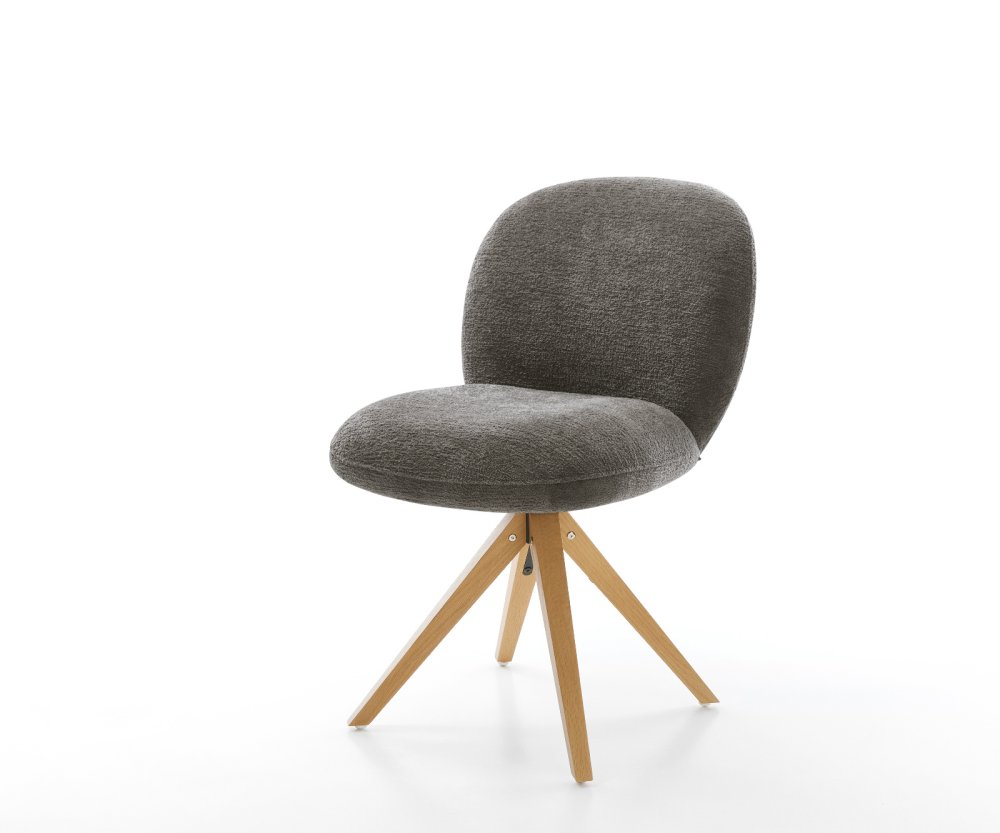 Jedálenská stolička Nube-Flex bouclé mäkký tmavobéžová drevená