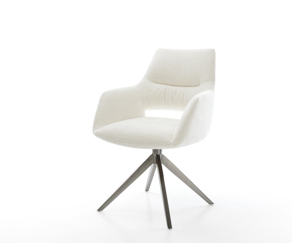 Jedálenská stolička Yago-Flex s opierkami bouclé mäkký béžová krížová