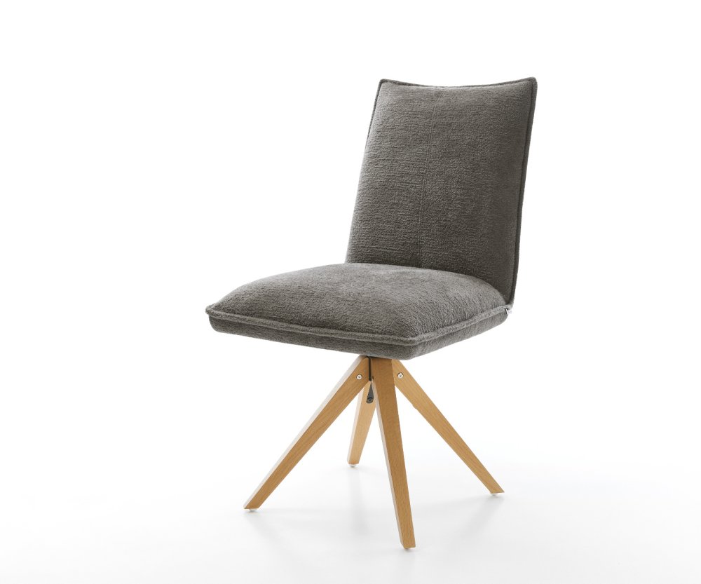 Jedálenská stolička Lelio-Flex bouclé mäkký tmavobéžová drevená