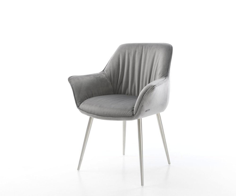 Jedálenská stolička Keila-Flex s opierkami zamat sivá 4-nohá zúžená