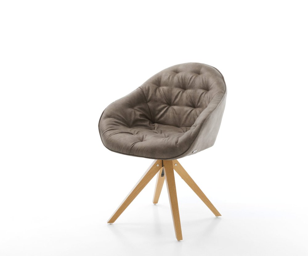 Jídelní židle Gaio-Flex mikrovlákno taupe vintage dřevěná podnož