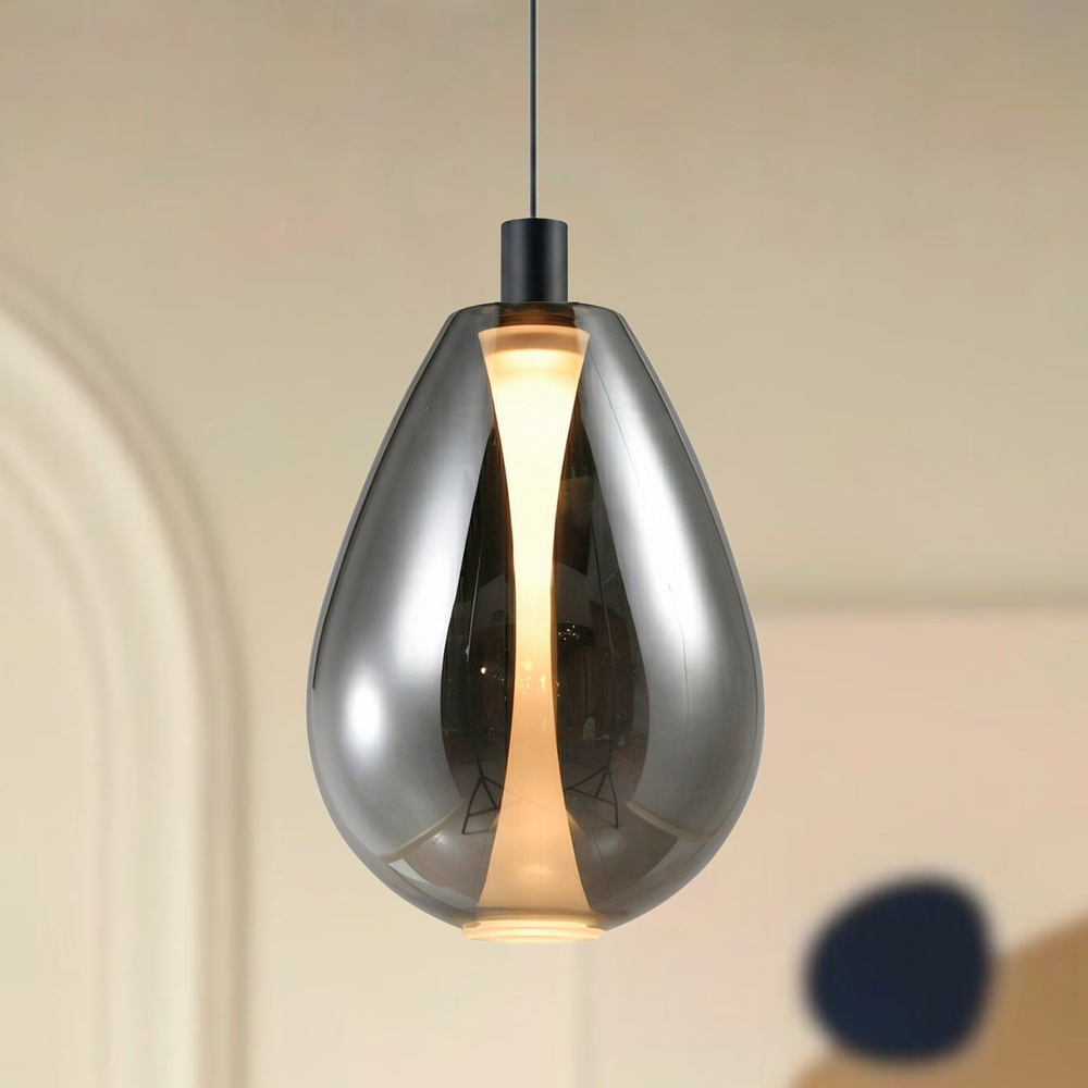 Levně Lampa wisząca Denso 30 szklana czarna nad stół klosz dymiony pojedyncza