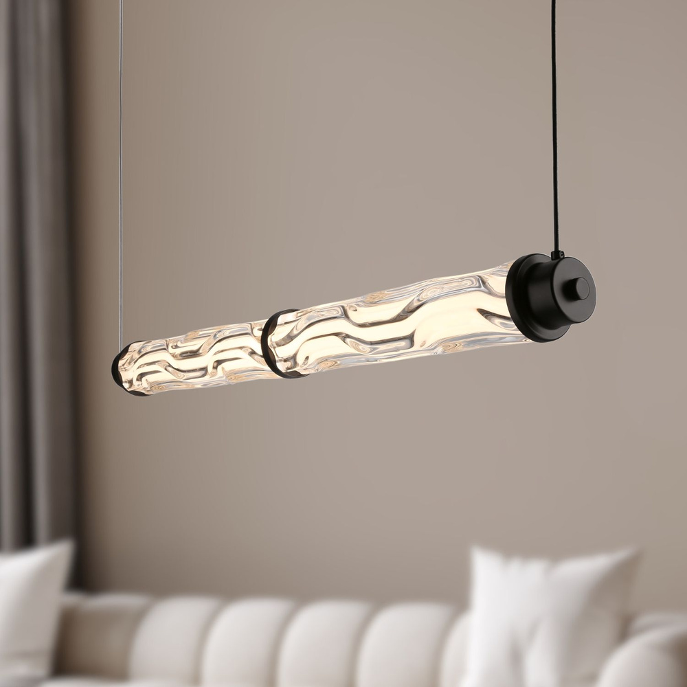 Levně CORTE lampa wisząca pozioma czarny matowy 18W LED 3000K klosz bezbarwny