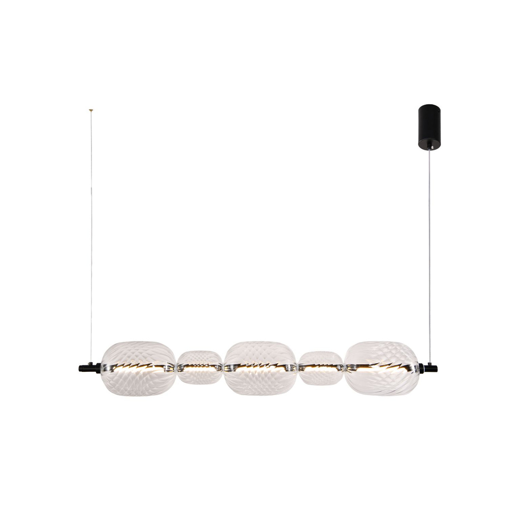 PLAYA lampa wisząca czarny pozioma 15W LED 3000K klosz bezbarwny