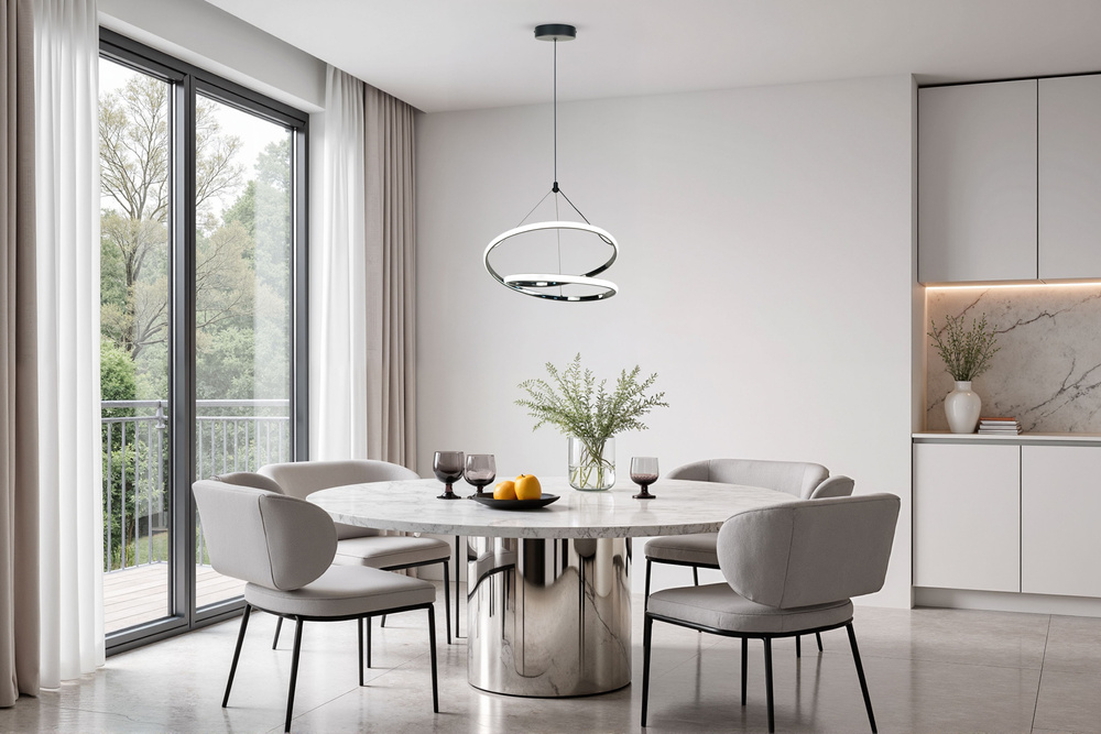 Levně LOCO lampa wisząca czarny+chromowy 30W LED 3000, 4000, 6000K osłonka biała