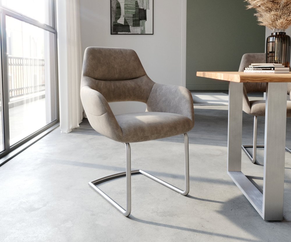 Jedálenská stolička Yago-Flex s opierkami mikrovlákno taupe vintage
