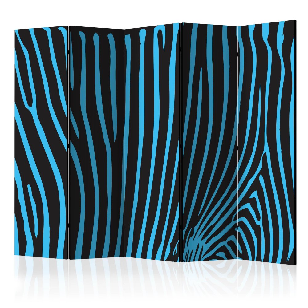 E-shop Paraván Zebra pattern (turquoise)  225x172 cm (5-dílný),Paraván Zebra pattern (turquoise)  225x172 cm (5-dílný)