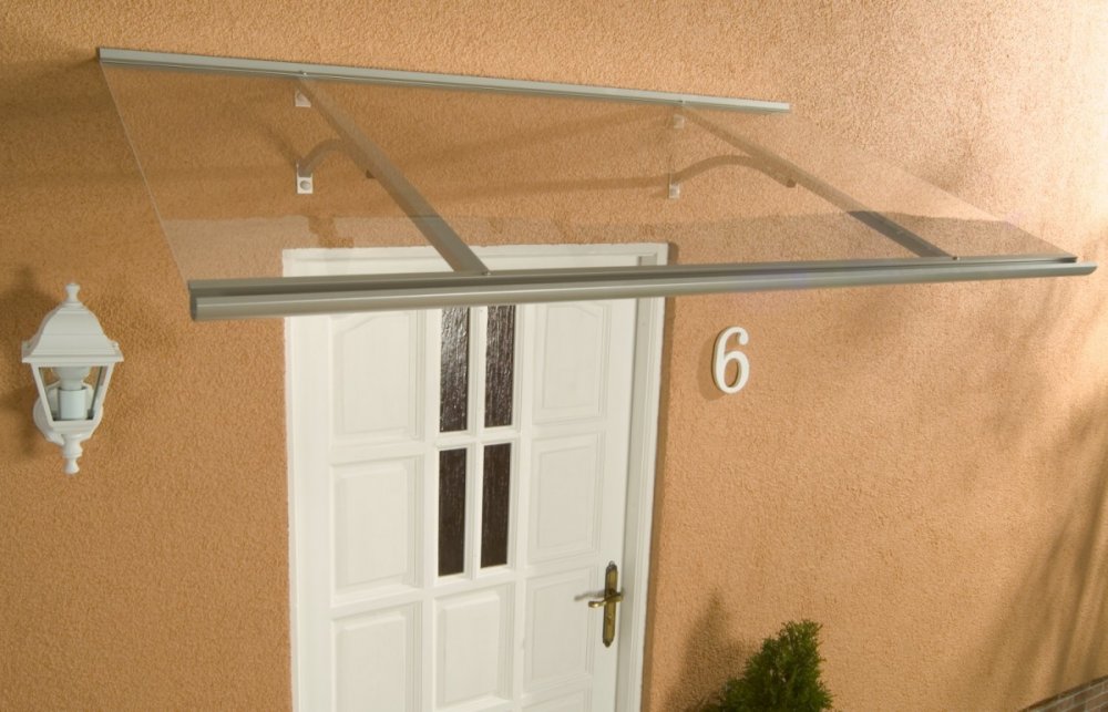 Vchodová stříška 160/85 hliník / plexisklo Dekorhome Stříbrná