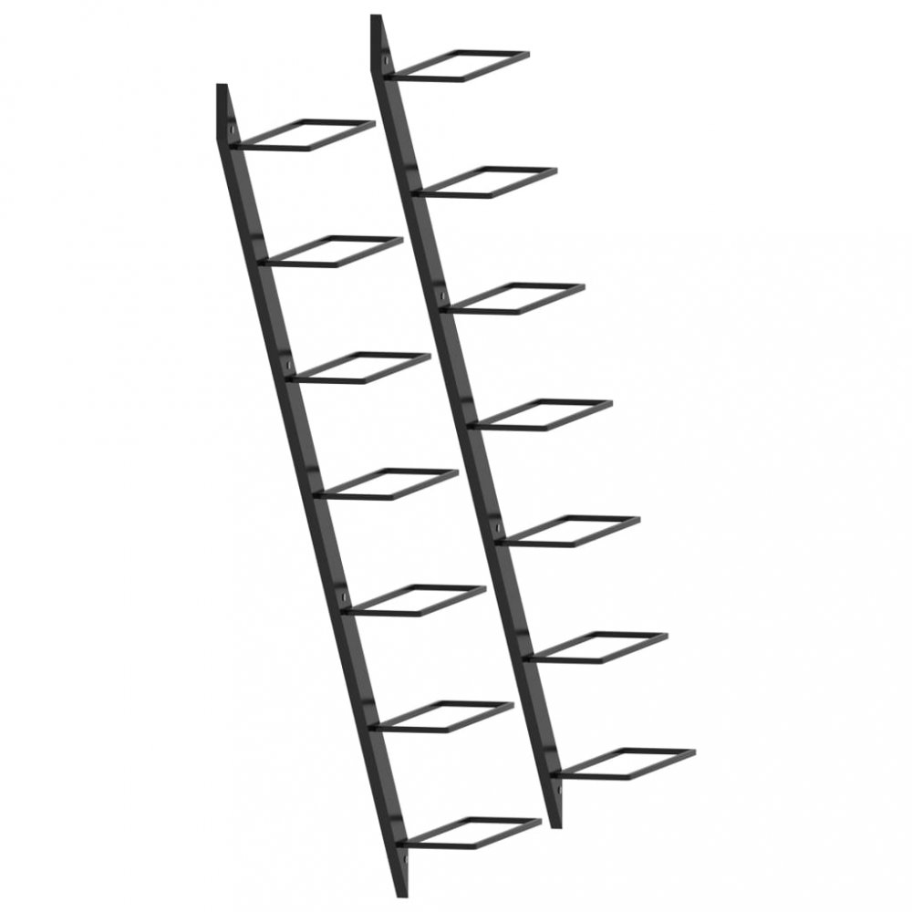 Nástěnný stojan na víno na 14 lahví 2 ks černá Dekorhome Obrázek