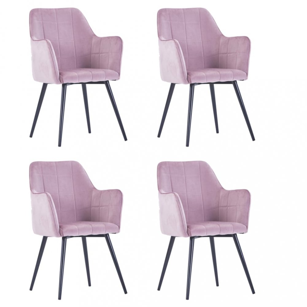 Jídelní židle 4 ks samet / ocel Dekorhome Růžová