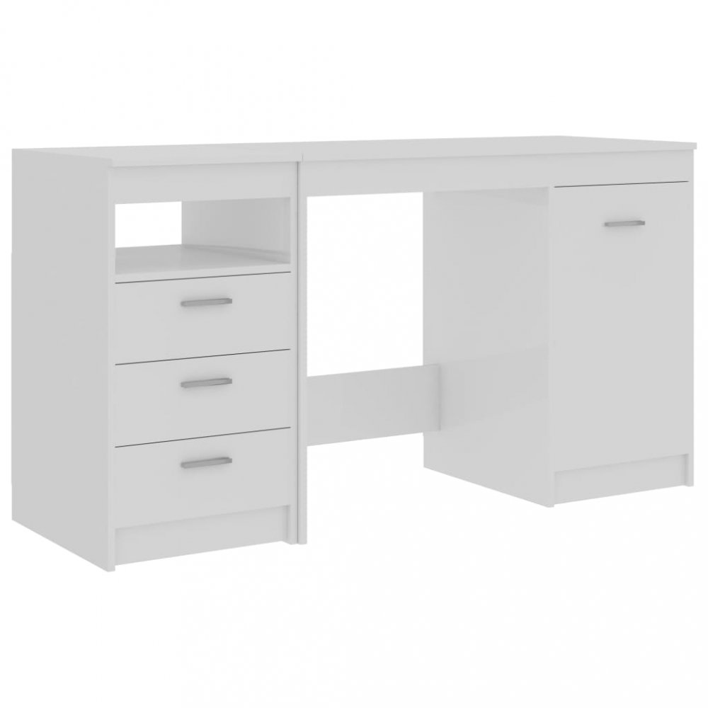 E-shop Psací stůl se zásuvkami a skříňkou 140x50 cm  Bílá lesk,Psací stůl se zásuvkami a skříňkou 140x50 cm  Bílá lesk