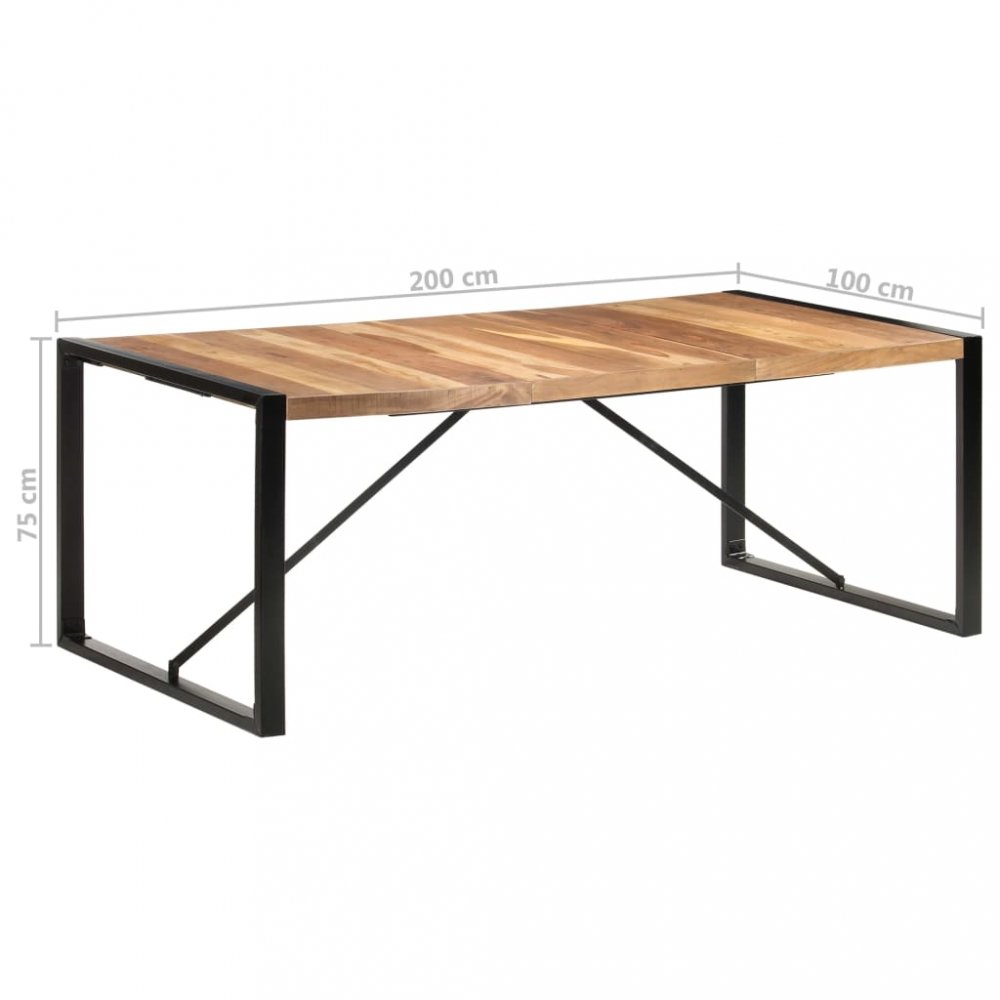 Jídelní stůl masivní dřevo / kov Dekorhome 200x100x75 cm,Jídelní stůl masivní dřevo / kov Dekorhome 