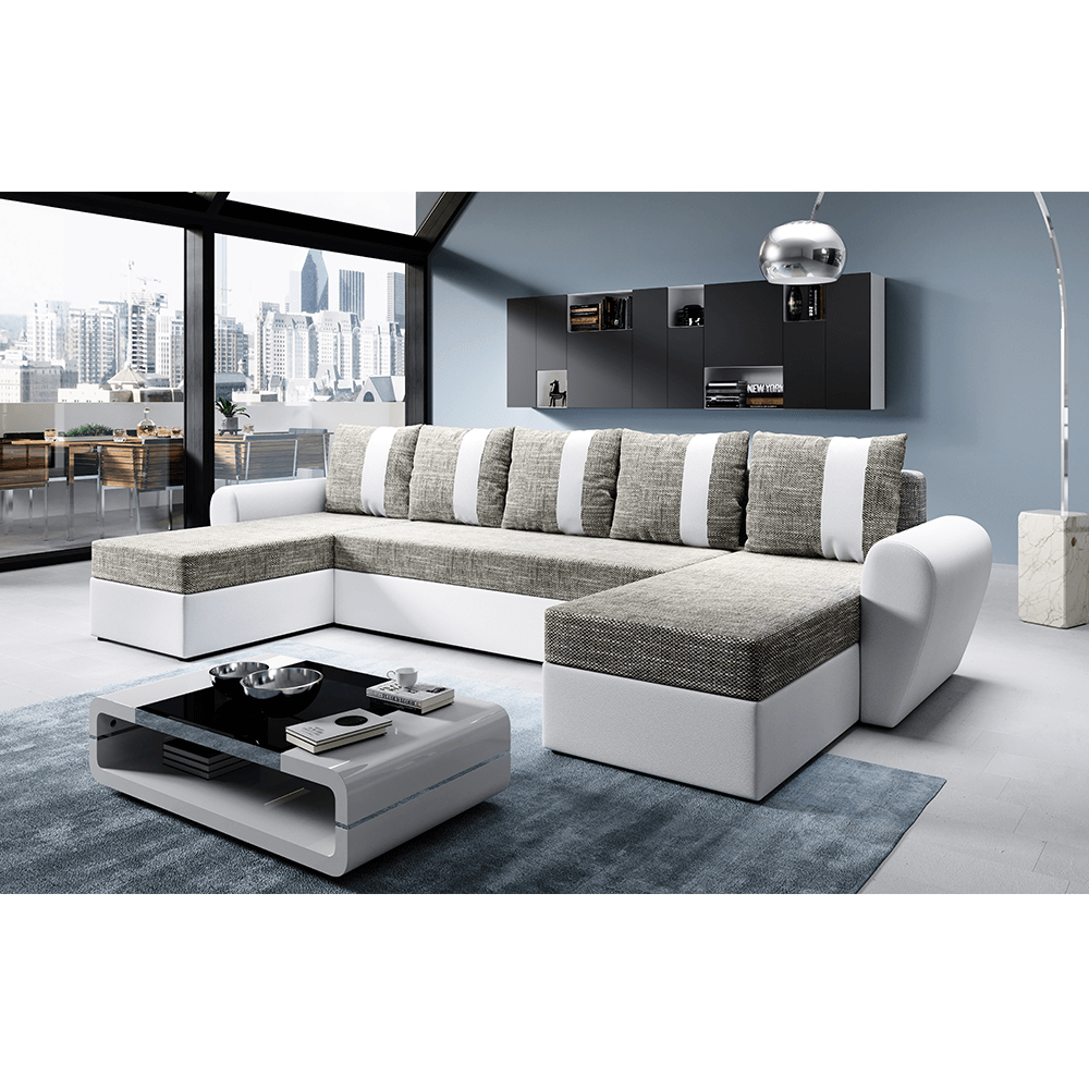 Sedací souprava rozkládací LUNY ROH U Tempo Kondela Bílá