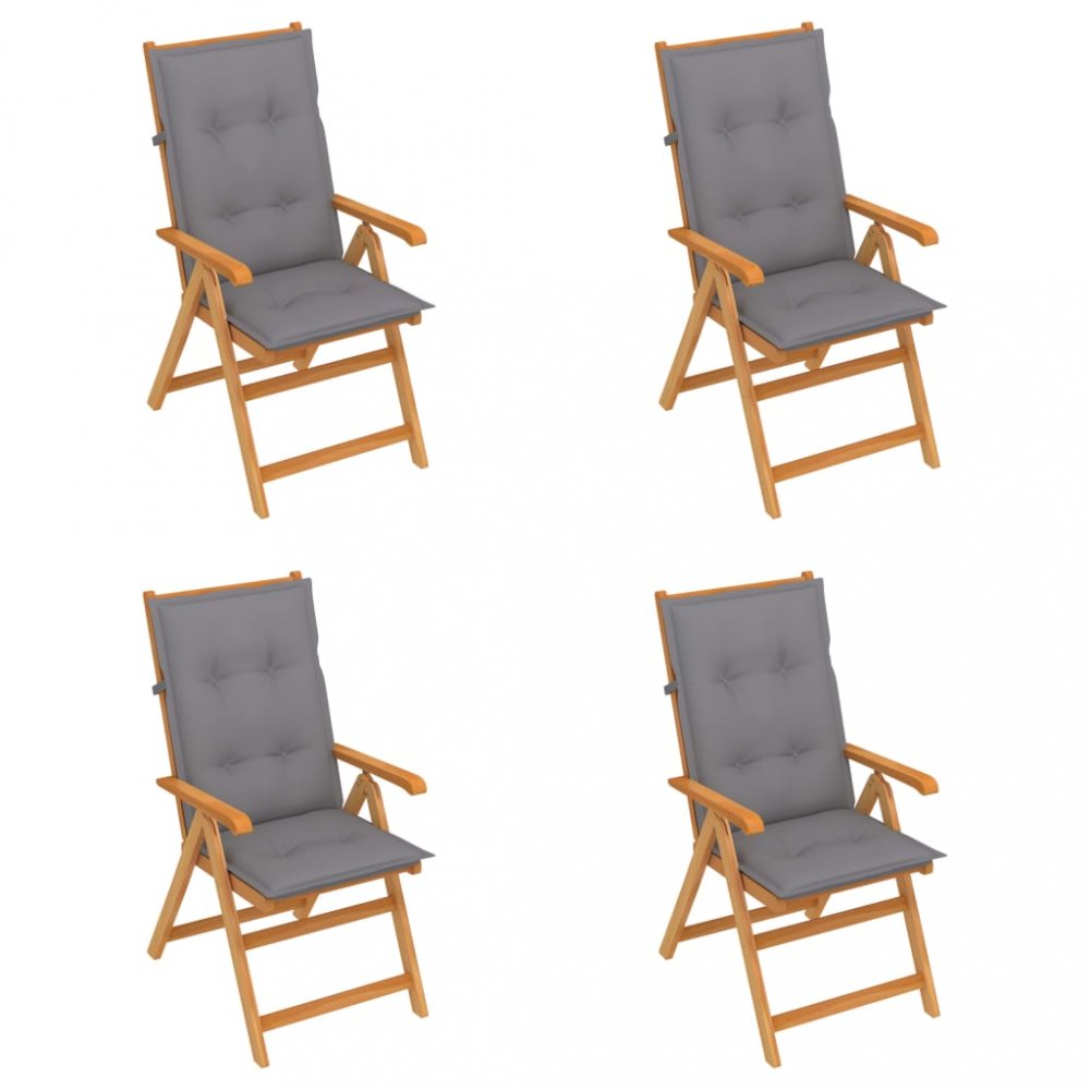 Skládací zahradní židle 4 ks s poduškami Dekorhome Šedá
