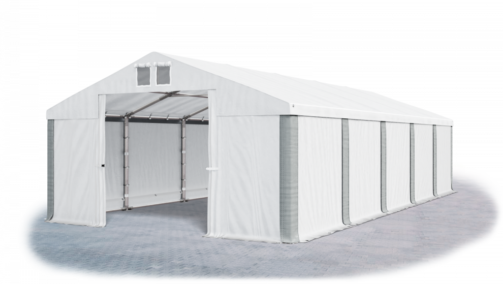 Garážový stan 5x8x2,5m střecha PVC 560g/m2 boky PVC 500g/m2 konstrukce ZIMA Bílá Bílá Šedé,Garážový 